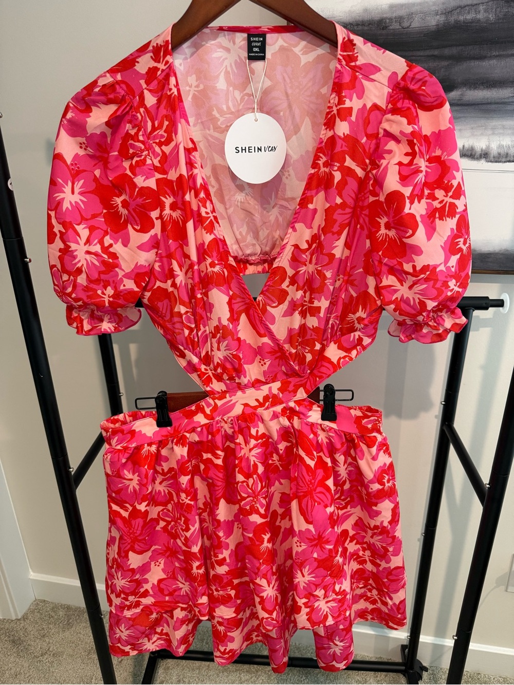 SHEIN Pink Floral Print Dress